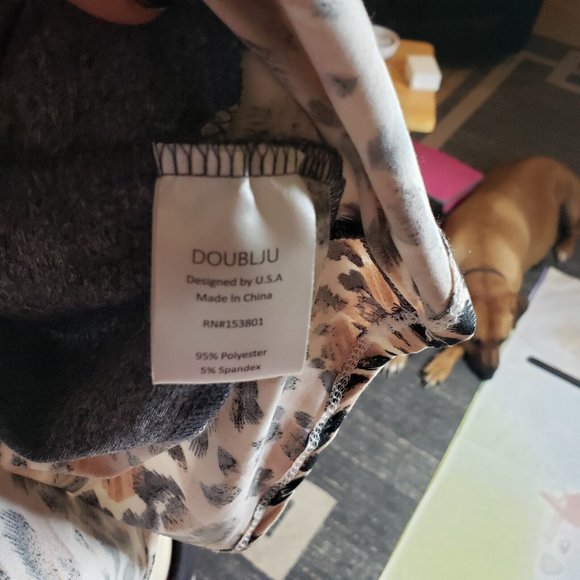 Doublju XL Long Sleeve Shirt Grey and Leopard Mixed Print Soft&Cozy - Picture 6 of 8